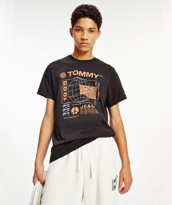 Tommy Jeans TJM UNITEE FLAG REPTILE TEE T-Shirt Uomo|colore nero