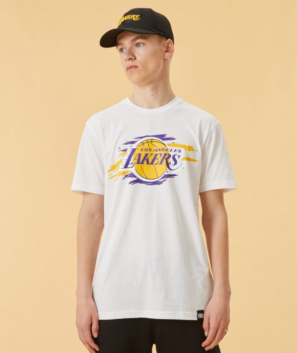 New Era T-shirt LA Lakers Tear Logo Bianca Uomo