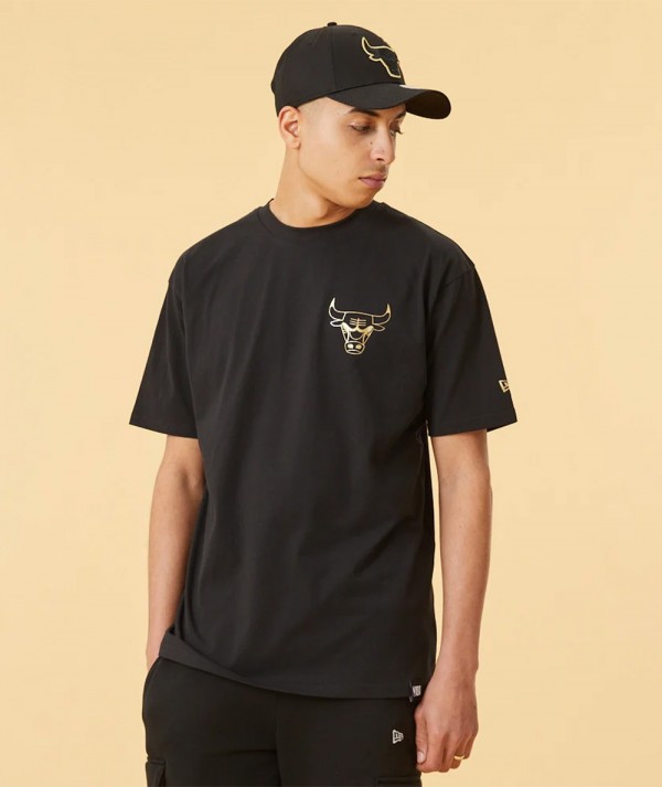 New Era t-Shirt Chicago Bulls stampa metallizzata- colore nero