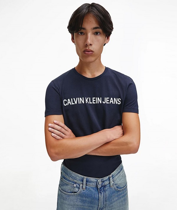 Calvin Klein Jeans T-Shirt Slim CORE INSTITUTIONAL LOGO Uomo Blu Night Sky