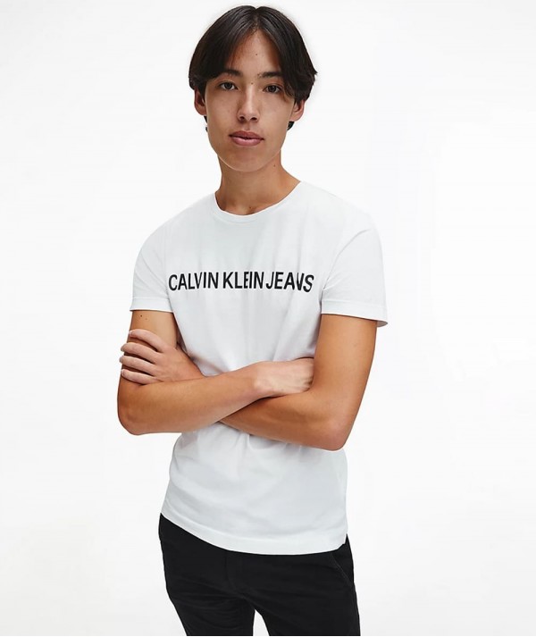Calvin Klein Jeans T-Shirt Slim CORE INSTITUTIONAL LOGO Uomo Bright White