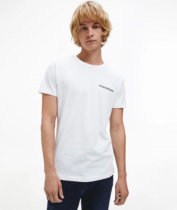 Calvin Klein Jeans T-shirt Chest Institutional Slim Tee Uomo White