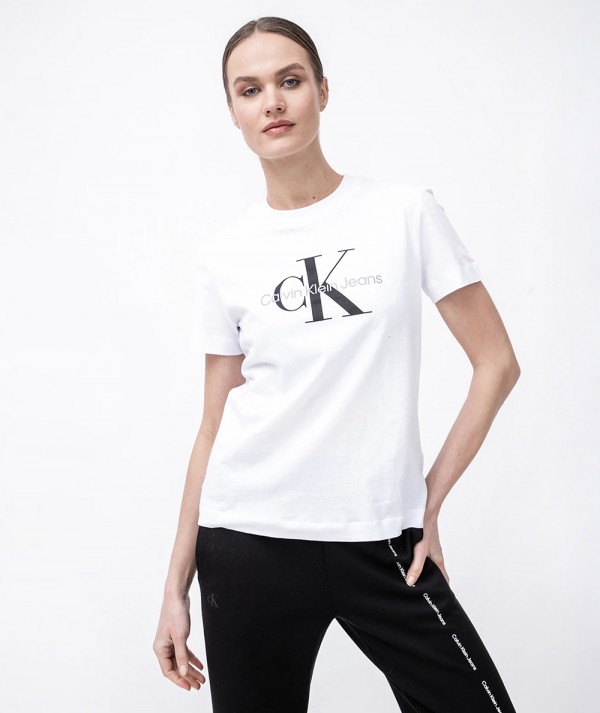 Calvin Klein Jeans T-Shirt CORE MONOGRAM Bianca Regular Fit Donna