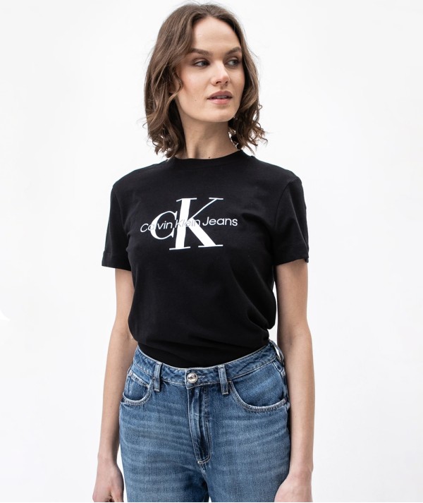 Calvin Klein Jeans T-Shirt CORE MONOGRAM Nera Regular Fit Donna