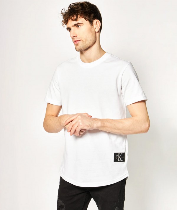 Calvin Klein Jeans T-Shirt Badge Turn Up Sleeve Uomo Colore bianco