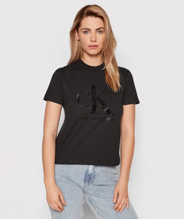Calvin Klein Jeans T-Shirt GEL MONOGRAM TEE Nera Donna