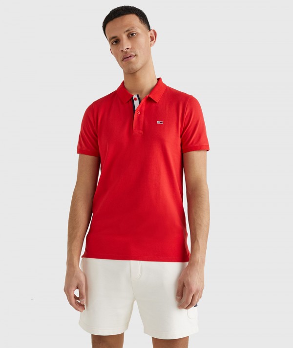 Tommy Jeans Polo Essential Slim Fit in cotone biologico Uomo Rosso