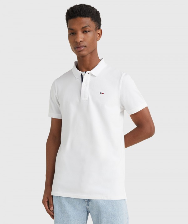 Tommy Jeans Polo Essential Slim Fit in cotone biologico Bianca Uomo