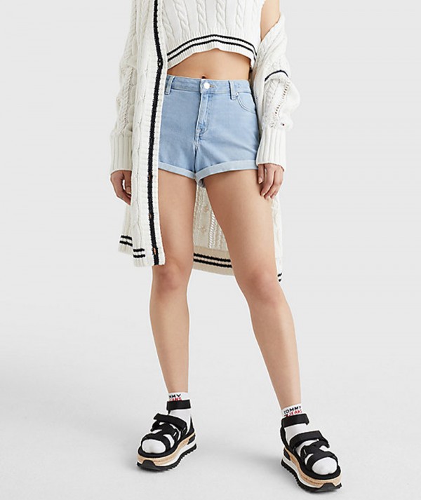 Tommy Jeans Shorts in denim sbiadito Donna