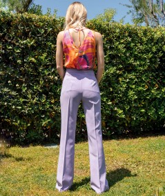 Rinascimento Pantaloni Mid Flare in tessuto tecnico Lilla Donna