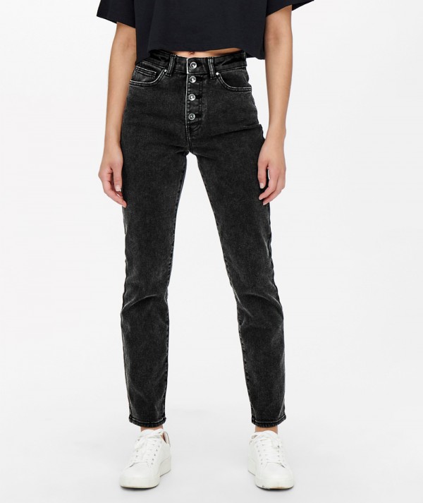 Only Jeans ONLEMILY HIGHWAISTED STRAIGHT FIT Donna Washed Black