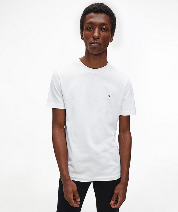 Calvin Klein T-Shirt Cotton Logo Embroidery Uomo Bianca