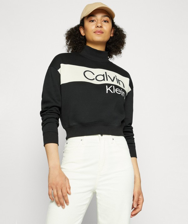 Calvin Klein Jeans Felpa Color Blocking Mock Donna