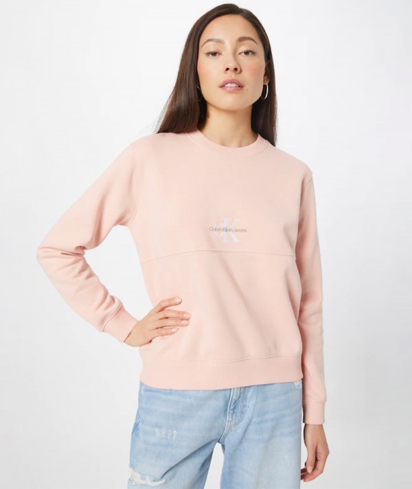 Calvin Klein Jeans Felpa Monogram Logo Pink Blush Donna
