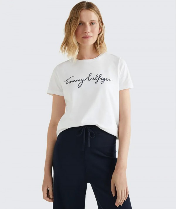 Tommy Hilfiger T-shirt HERITAGE con logo bianca Donna