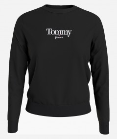 Tommy Jeans Felpa Reg Essential Logo Nera Donna