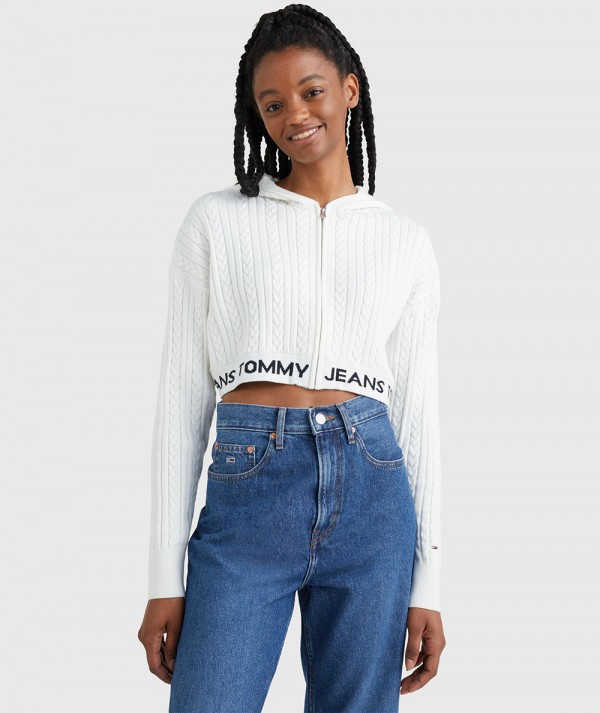 Tommy Jeans Pullover Crop Full Zip Waistband Hood Donna