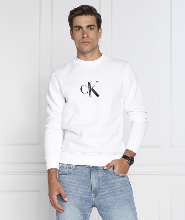 Calvin Klein Jeans Felpa Institutional Crew Neck White Uomo