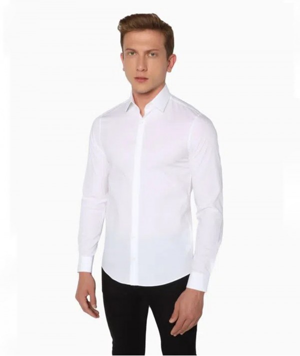 Calvin Klein Camicia in Cotone con Logo ricamato White Uomo