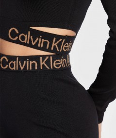 Calvin Klein Jeans Maglione Logo Tape Con Spacco Donna