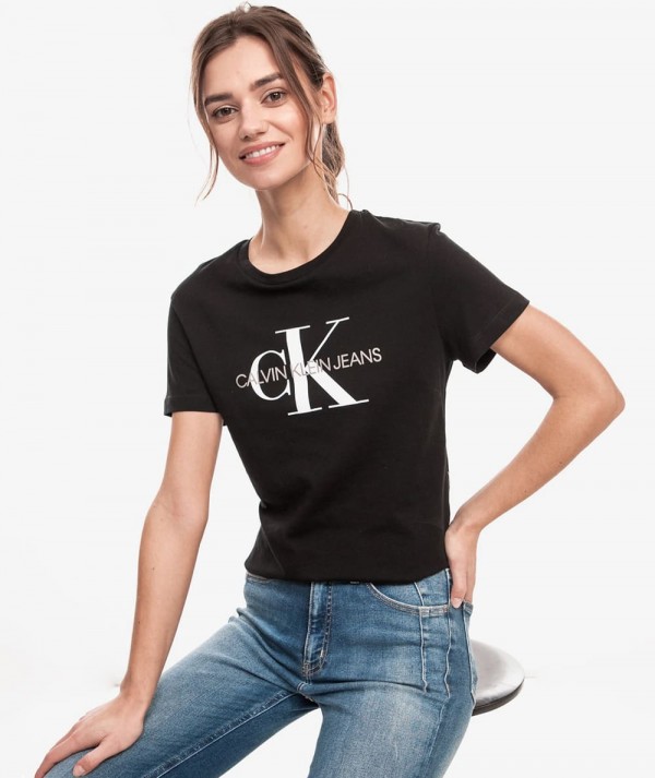 Calvin Klein Jeans T-Shirt Core Monogram Logo Nera Donna
