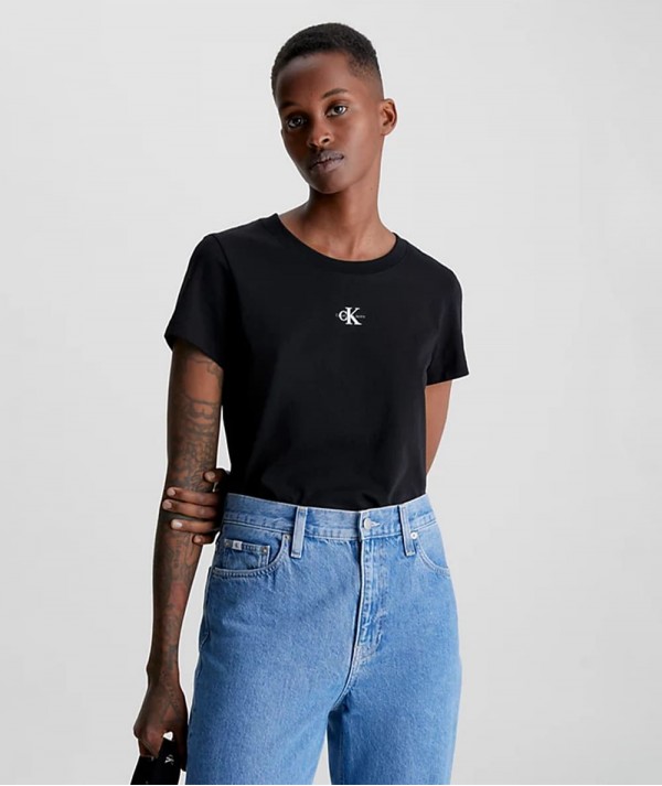 Calvin Klein Jeans T-Shirt Slim Micro Monologo Donna