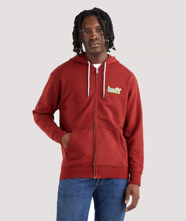 Levi's® Felpa Graphic Zip Up Relaxed Hoodie - Fired Brick Uomo