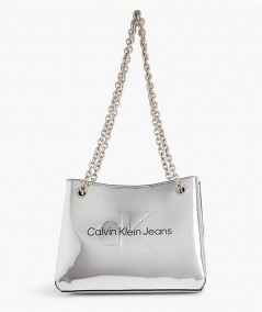 Calvin Klein Jeans Borsa a spalla Argento specchiato Donna