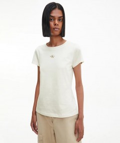 Calvin Klein Jeans T-Shirt Micro Monologo Slim Bianca Donna