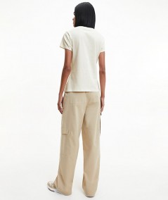 Calvin Klein Jeans T-Shirt Micro Monologo Slim Bianca Donna