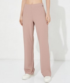 Calvin Klein Jeans Pantaloni Shiny Ribbed Wide Leg Pants Rosa Donna