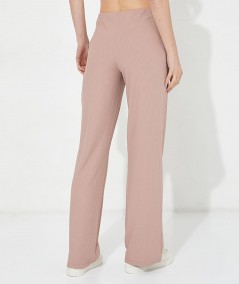 Calvin Klein Jeans Pantaloni Shiny Ribbed Wide Leg Pants Rosa Donna