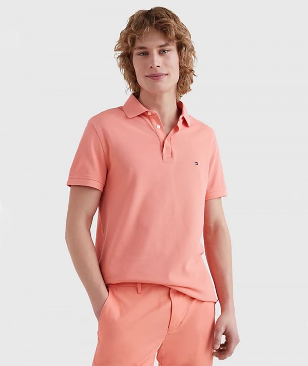 Tommy Hilfiger Polo 1985 Collection Slim Fit in Piquè Pesca Uomo