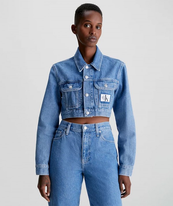 Calvin Klein Jeans Giacca Super Cropped Denim Medium Donna