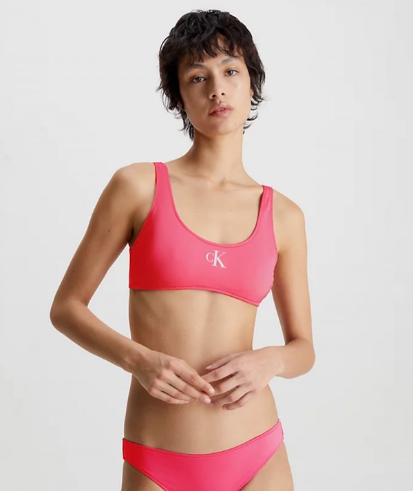 Calvin Klein Top Bikini A Brassiere - CK Monogram Pink Flash Donna