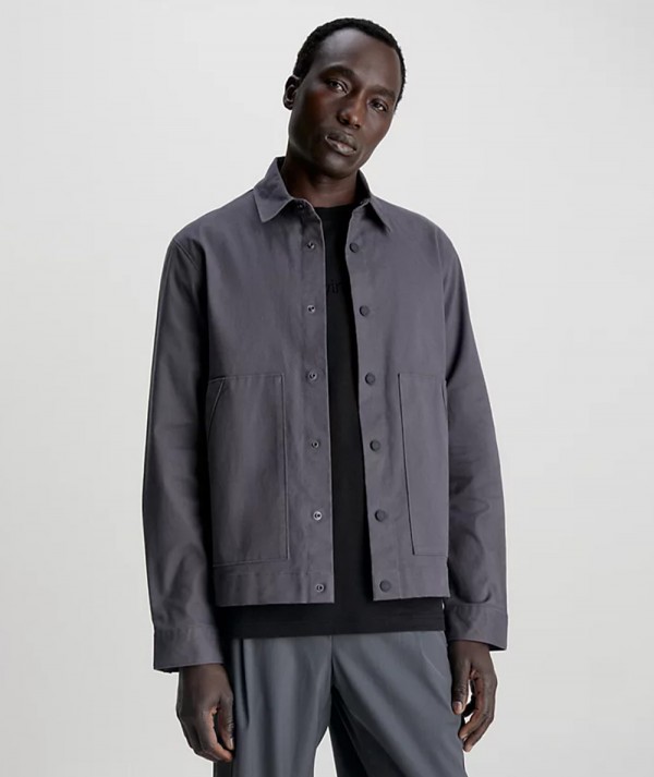 Calvin Klein Camicia in twill di cotone Biologico Grigio Magnet Uomo