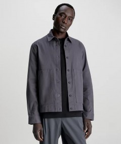 Calvin Klein Camicia in twill di cotone Biologico Grigio Magnet Uomo
