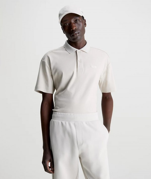 Calvin Klein Polo in Cotone interlock Liquid Touch Beige Uomo