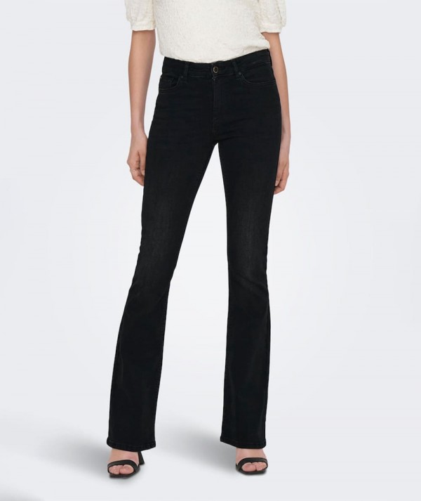 Only Jeans Blush Mid Flared DNM Nero Donna