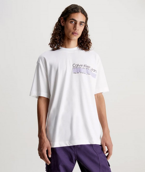Calvin Klein Jeans T-Shirt Con Logo Taglio Relaxed Bianca Uomo