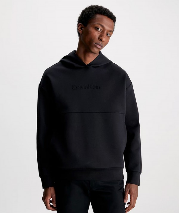 Calvin Klein Felpa con cappuccio e Logo Goffrato Nera Uomo