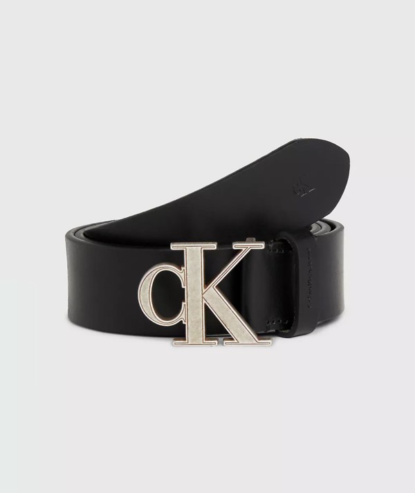 Calvin Klein Cintura in pelle con Logo Monogram 35mm Nera Uomo