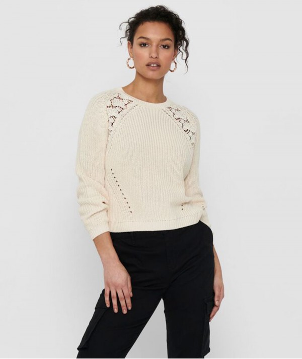 Only Pullover ONLMAGA LIFE L/S LACE Donna Dettagli in pizzo Eggnog