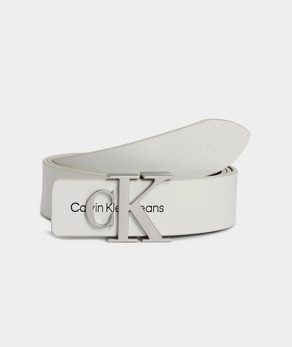Calvin Klein Jeans Cintura In Pelle Con Logo Grigio Chiaro Donna