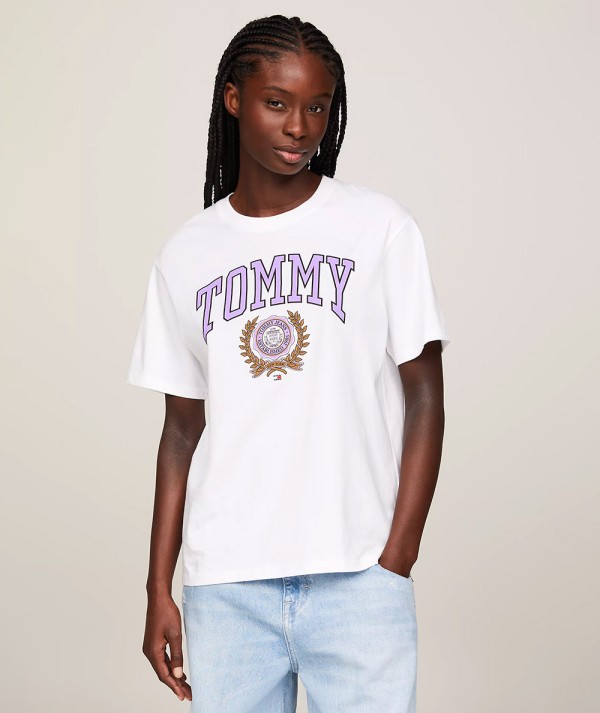 Tommy Jeans T-Shirt Varsity Relaxed Fit con Logo Donna
