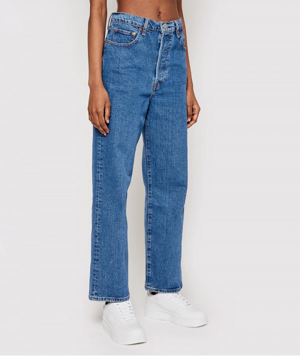 Levi's Jeans RIBCAGE STRAIGHT ANKLE vita alta Donna Medium Indigo - Georgie