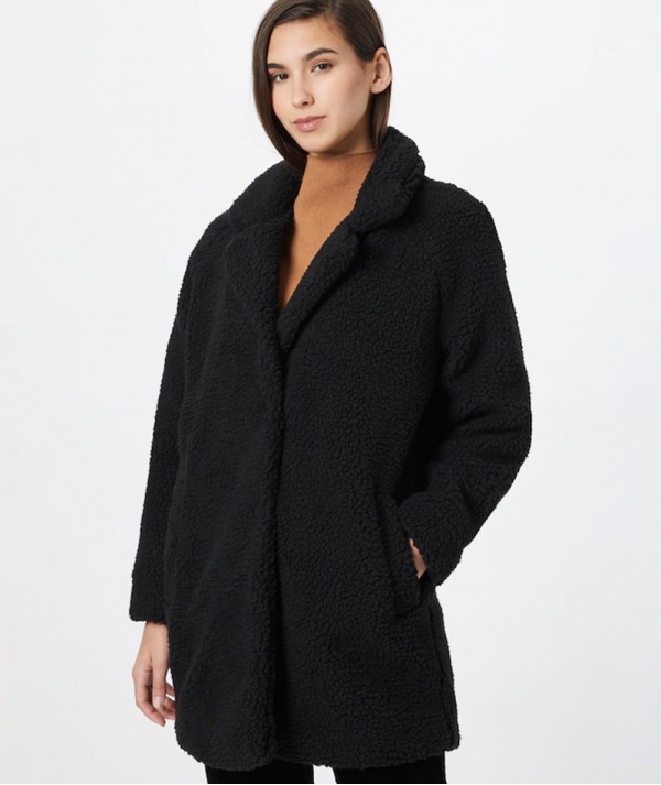 Only cappotto lungo ONLAURELIA SHERPA donna - colore nero/cocco