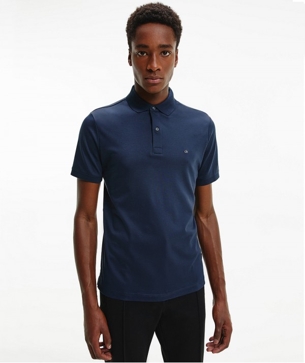 Calvin Klein Polo Cotone Pliqué Slim Fit Uomo Blu Navy
