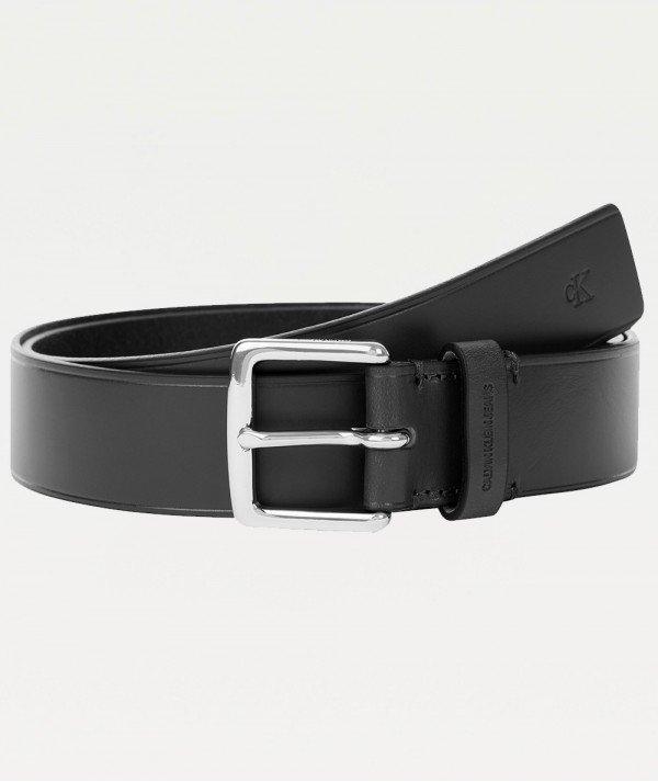 Calvin Klein Jeans Cintura nera in pelle liscia Con fibbia in acciaio Uomo
