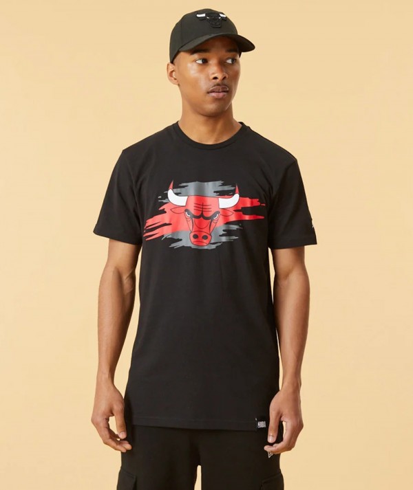 New Era T-shirt NBA Chicago Bulls Tear Logo Nera Uomo